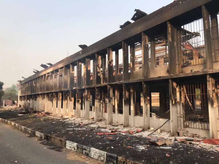 One of the Buildings Torched at Ihiala Local Government Council Headquarters