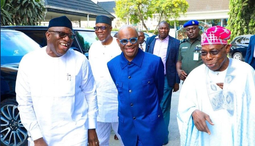 PHOTOS: Obasanjo, Fayemi visit Wike