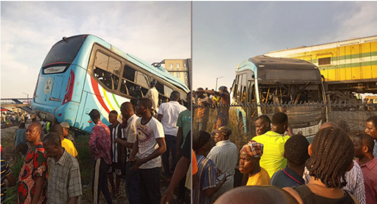 UPDATE: Six Dead, Many Injured As Train Crushes Lagos Govt Staff Bus