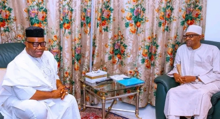 Akpabio Meets Buhari to Discuss His Senate Presidency Ambition