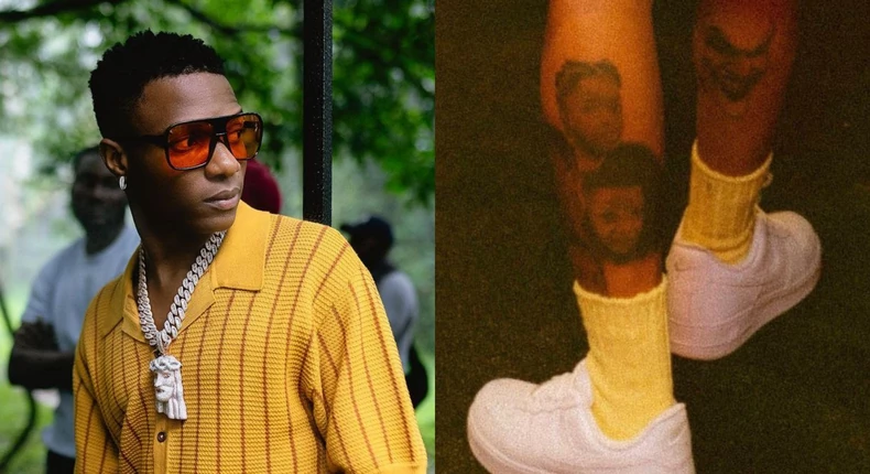 Wizkid Tattoos Sons' Faces on His Leg