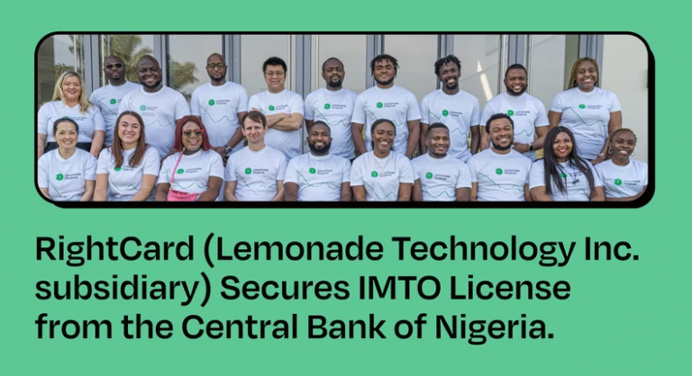 RightCard, Lemonade Technology Inc. subsidiary, secures IMTO license from CBN